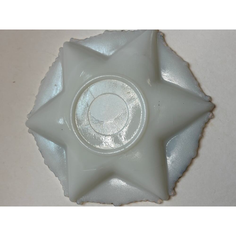Antique Pressed Milk Glass Trinket Pin Dish 6 Point Star of David 5.5" - Picture 2 of 6